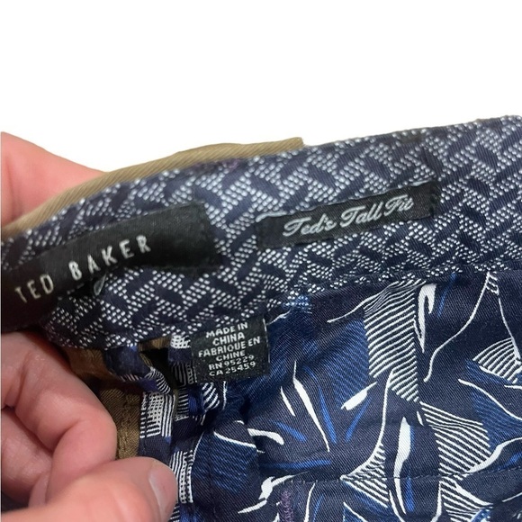 Ted Baker Teds Tall Fit Slim Fit Chino Khaki Brown Pants Mens 34T Career Busines - Picture 10 of 10